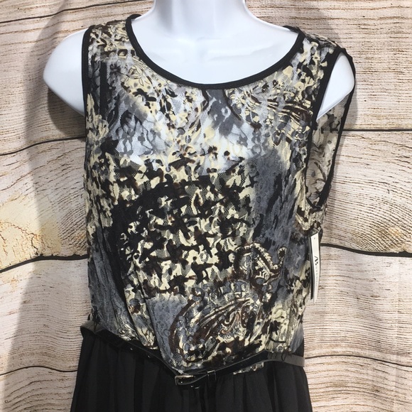 AB studio dress size 12 lace abstract print black - Picture 2 of 8